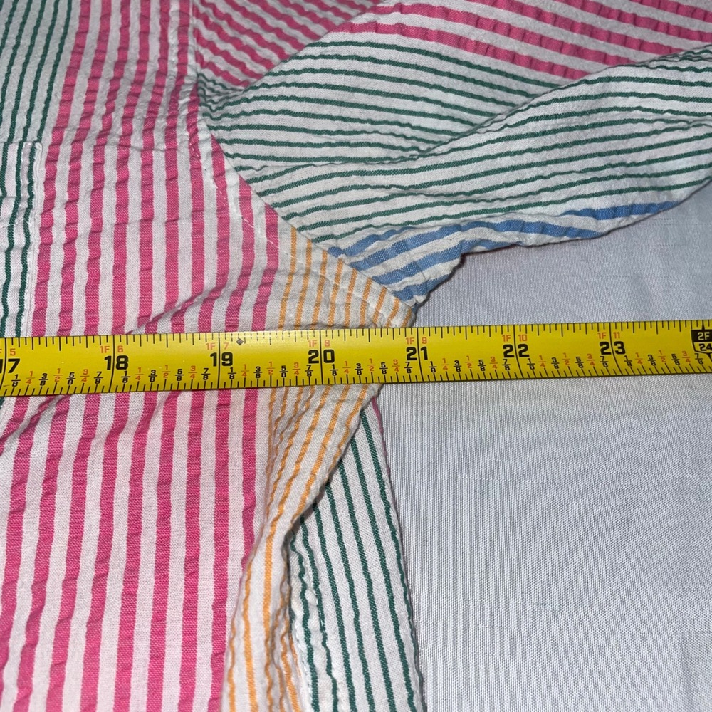 J. Crew Mens Slim Fit Seersucker Organic Cotton Striped Button Down Shirt Large - Picture 5 of 7